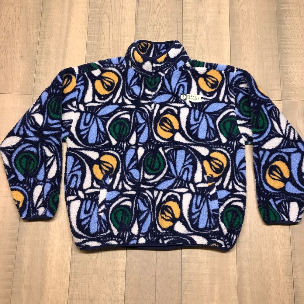 Parks Project Jacket Womens Size XL Blue High Pile Fleece Wonderland Trail Snap